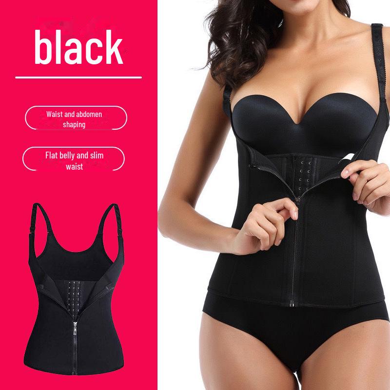Three-Breasted Zipper Corset Waist Belt for Women - Slimming and Sweat-Inducing Fitness Vest