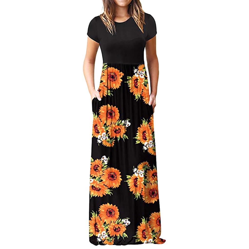 Women's Casual Sleeve   Print Maxi  Tank  Long Dress
