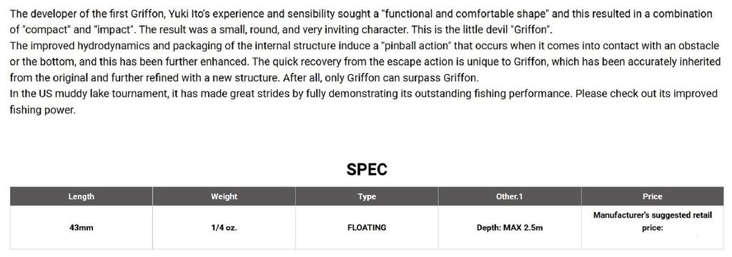 Sale Megabass Griffon MRX 43 Mm 1/4 Oz Floating Lure GLX Double Chart (2030)