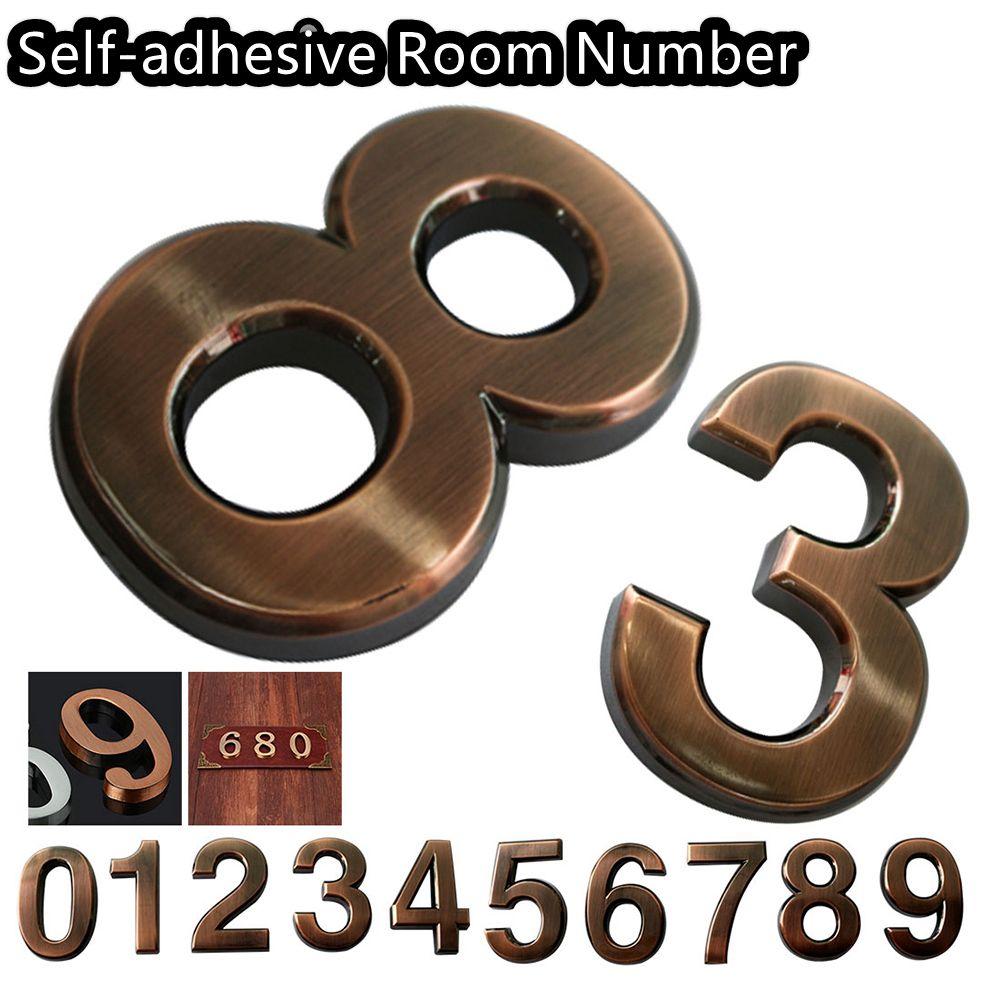 1 PC Waterproof Bronze ABS Plastic Numeral Room Number Digits Sticker Address Sign Door Plates