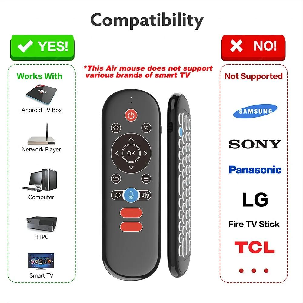 NEW W1 PLUS Air Mouse Remote Control 2.4G RF Wireless Mini Voice Control Keyboard Smart Gyroscope Keyboard Sense Anti-loss IR for Android TV Box
