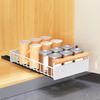 Bowl Dish Storage Rack Large Capacity with Adhesive Rail Pull Out Sliding Drawer Cabinet Organizer Detachable Drainage Plate Heavy Duty Slide Out