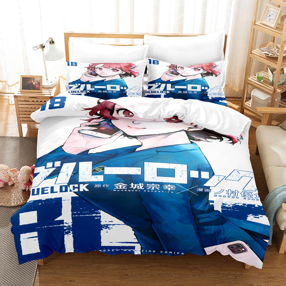 Blue Lock Bedding Set Hot Cartoon Anime Duvet Cover Set King Queen Twin Double Size Comforter Cover Set For Teens and Boys