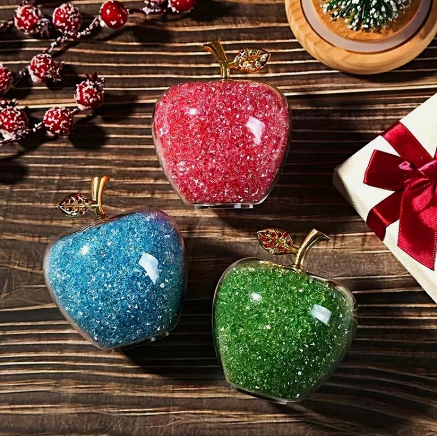 Статуэтка Яблока Блестящий Хрусталь Домашний Декор Украшения на Сочельник Подарок Украшения на Сочельник Домашнее Настольное Украшение 2025