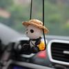 Cute Car Pendant Cartoon Panda Car Hanging Decoration Resin Material Hat Grass