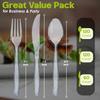 300 Count Clear Plastic Silverware Set 120 Plastic Forks 120 Spoons 60 Knives Heavy Duty BPAFree Heat Resistant Disposable Cutl