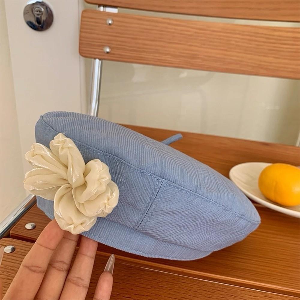 Французская шляпа художника Универсальная кепка художника Дышащий берет с цветком Праздник