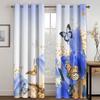 Blue Curtains for Living Room Luxury Butterfly Blackout Window Curtain for Bedroom Semi-Shading 2 Pieces Set Room Cortina Custom