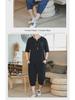 Men's Chinese-Style Cotton Linen Two-Piece Suit - Casual Loose-Fit Harem Pants with Short-Sleeved Top
