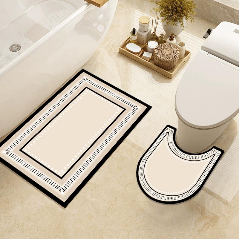 Simple Bath Mat  Bathroom Absorbent Floor Mats  U-shaped Toilet Foot Pad Non-Slip Floor Door Mat Bathtub Side Carpet Shower Rug