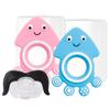 Yekko Mom 2 Types of Baby Squid Teethers + Mustache Pacifier, Pink, Blue (teethor), James (nipple), Korean Baby Products