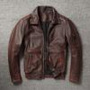 New Genuine Leather Jacket Vintage Brown Cowhide Coat Men Military Pilot Jackets Air Force Flight Clothes Size S -5xl