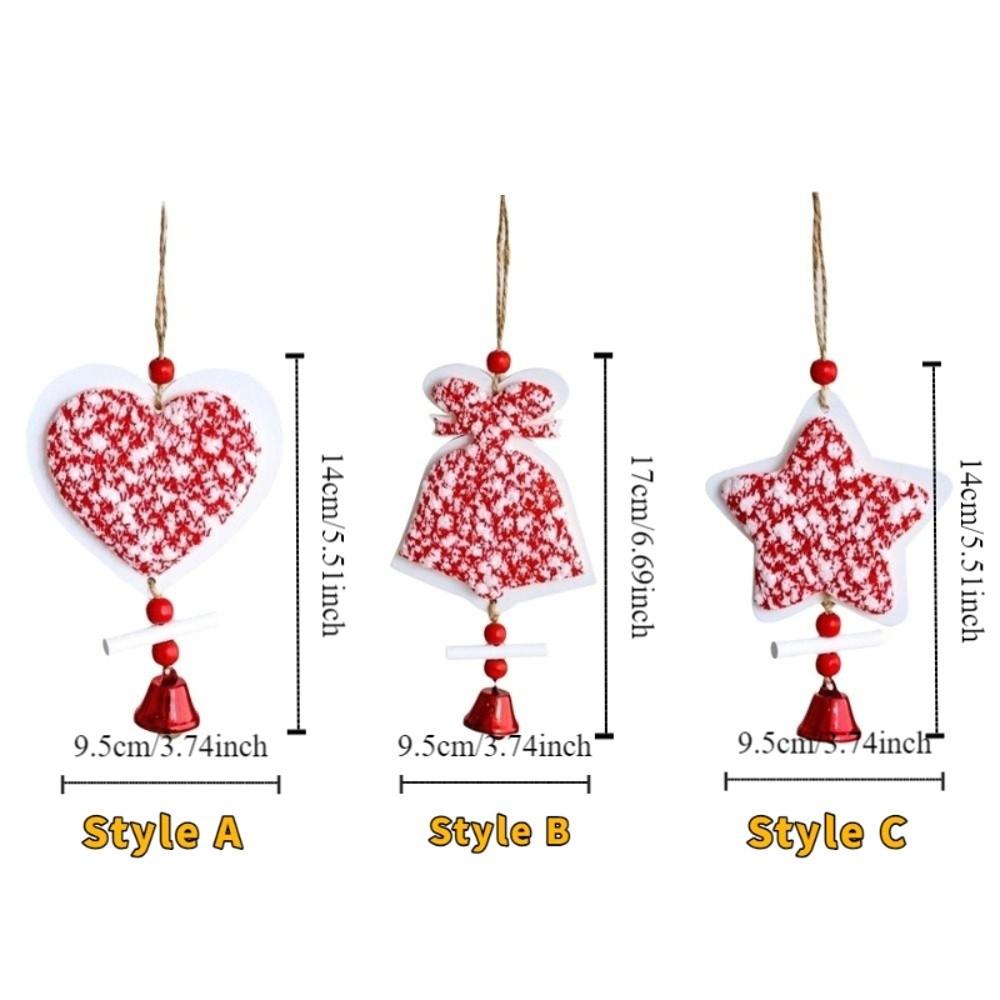 Decorative Christmas Bells Pendants Wood Star Car Ornament Outdoor Decor