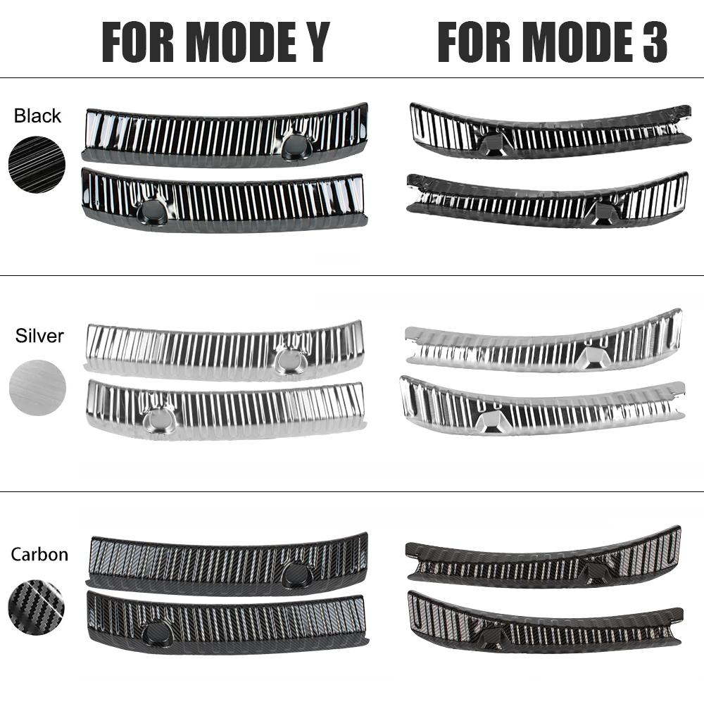 Car Door Edge Protector 2Pcs Car Accessories Auto Rear Bumper Foot Plate Rear Trunk Sill Guard Cover For Tesla Model 3/Model Y