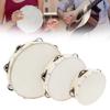 Wood 6 8 10 Inch Hand Held Tambourine Sheepskin Head Single Row Jingles Church Party KTV Musical Educational Rhythm Percussion Instrument Gifts