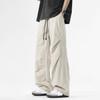 Men's Baggy Trousers Spring Summer Drawstring Waist Cargo Pants Solid Color Wide Leg Trousers for Street Travel Office