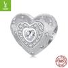 Shining Heart Beaded Diy Bracelet Accessories 925 Sterling Silver Heart Beads Women'S Niche Premium Light Luxury