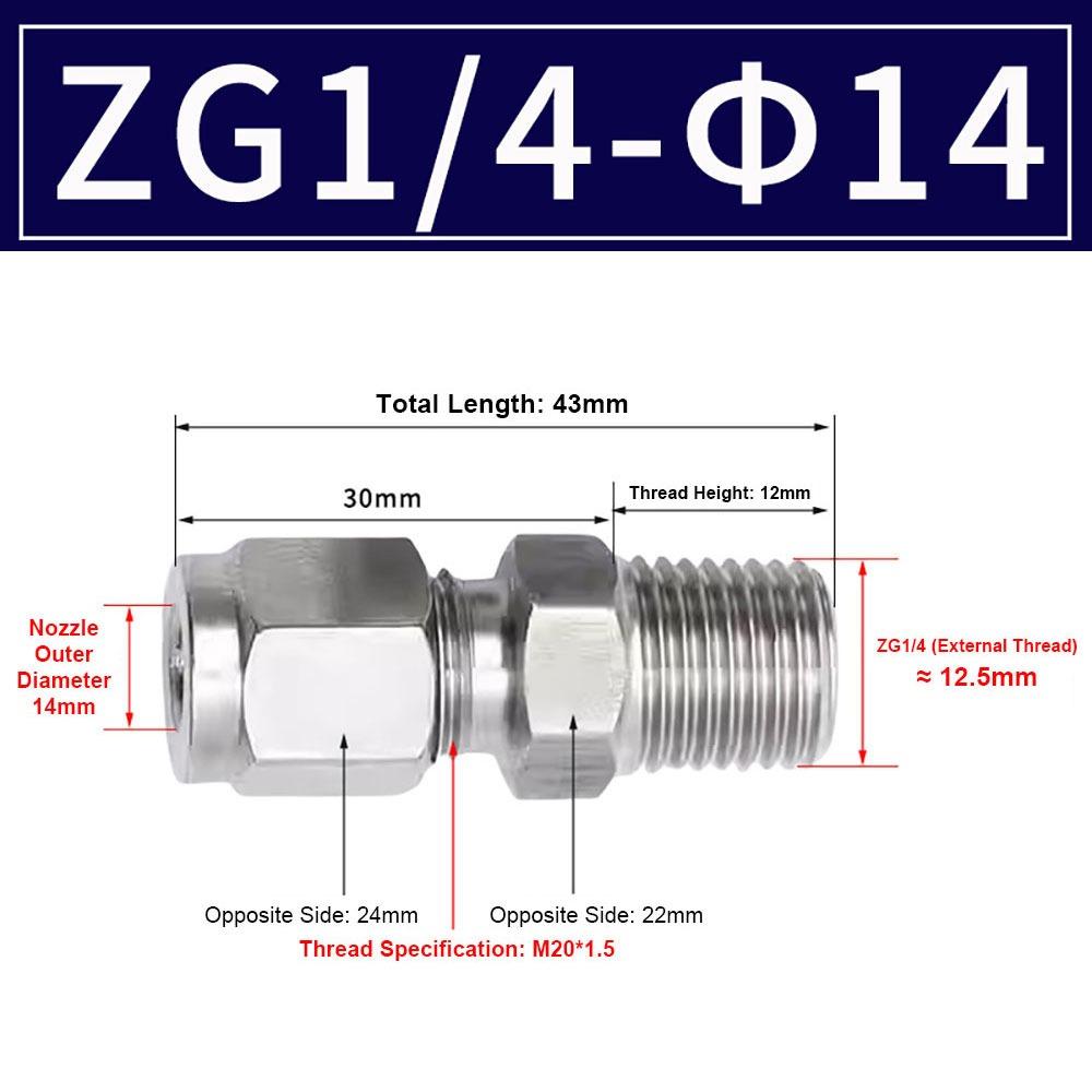 1Pcs Stainless Steel Quick Fitting 304 SS Metric ZG Pipe Fitting Tube Connector for Oil Water Gas