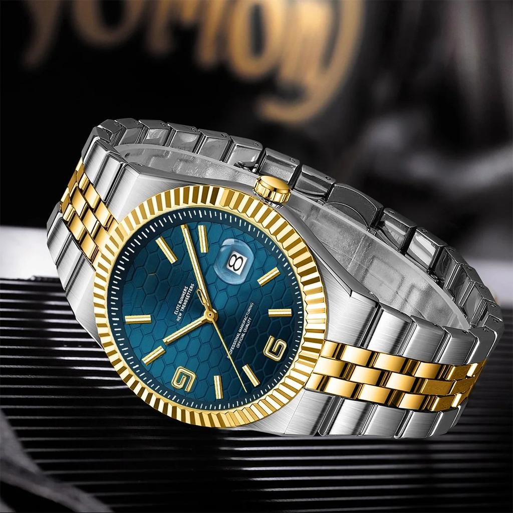 Men Watches Gorgeous Classic Clock Stainless Steel Diving Series Waterdrop Calendar Quartz Watch