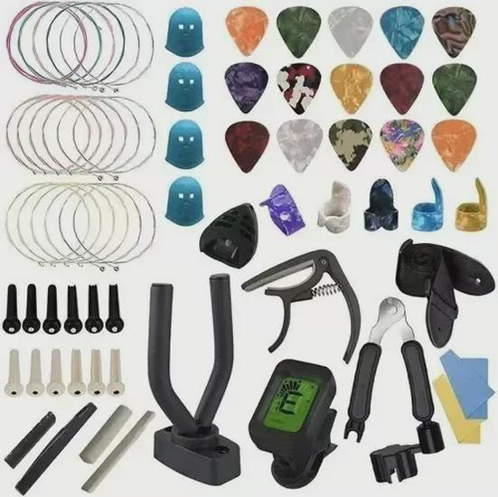 Guitar & Ukulele Accessory Set: Strings, Picks, Tuners, Finger Sets