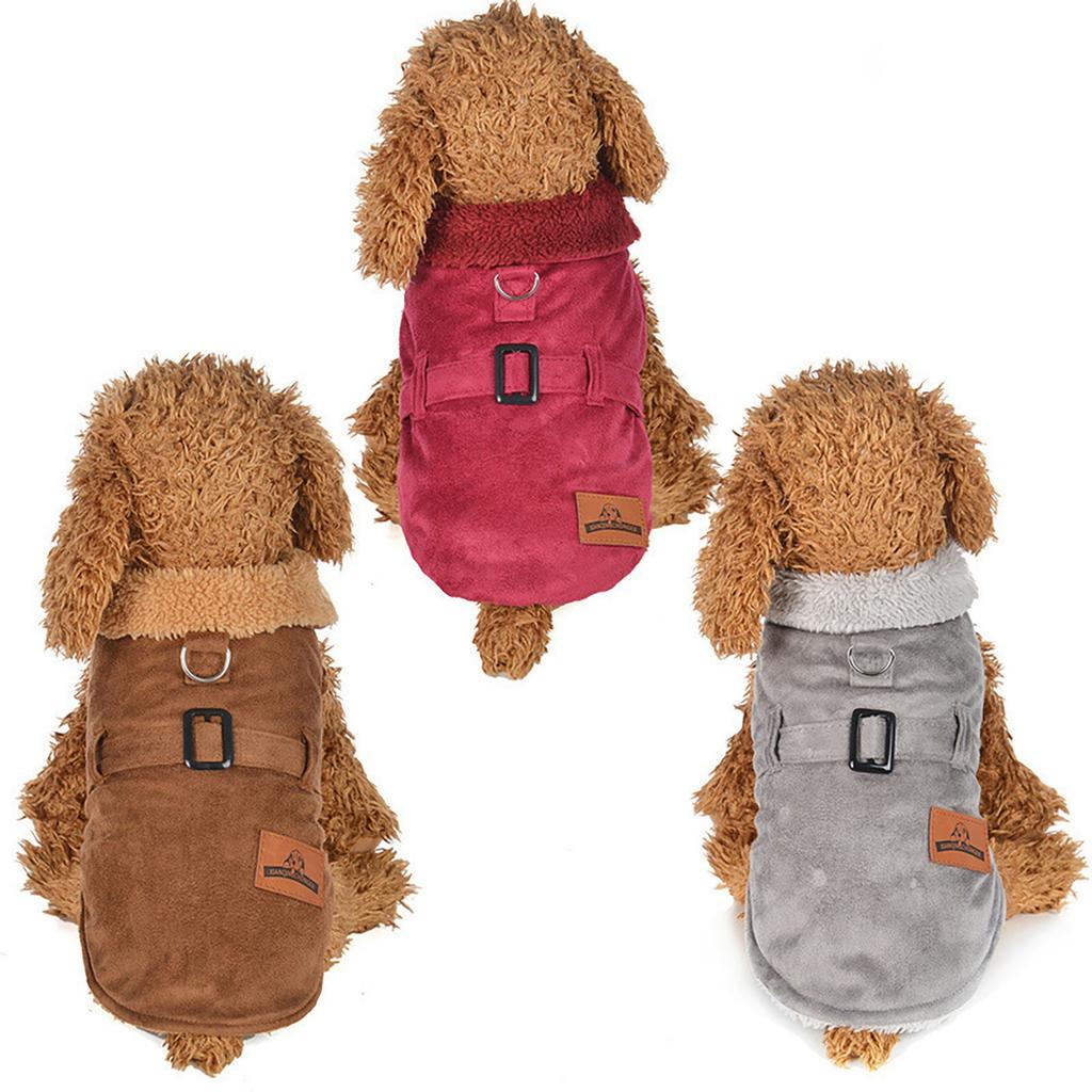 Padded Thickening Imitation Deer Leather Jacket Dog Costumes Pet Clothes