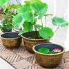 Large Flower Pot Thickened Plant Pot with Drainage Hole Retro Resin Lotus Planter for Indoor Outdoor Plants Home Gardening