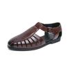 New Men's Leather Fisherman Sandals with Summer Hollowed-out Breathable Buckle Design Comfortable and Casual Outdoor Beach Shoes