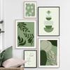Geometric Green Woman Portrait Lines Plants Leaf Posters Prints Canvas Painting Wall Art Pictures For Living Room Home Decor