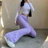 Solid Y2k Woman Pants E Girl Aesthetic Fashion Streetwear Women Clothes Slim High Waist Sexy Bell Bottom Flare Tights