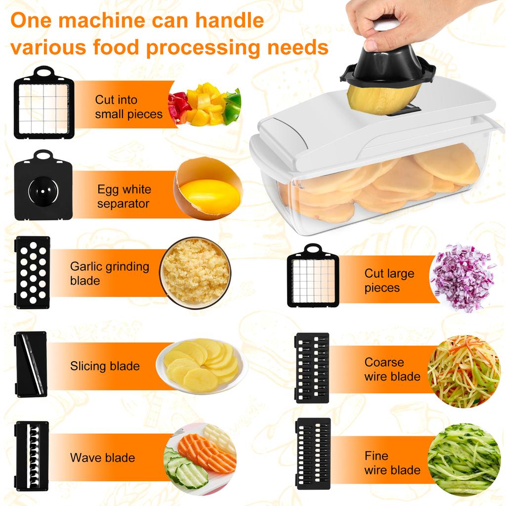 Vegetable Chopper with 2.5L Container Multifunctional Food Chopper Efficient Veggie Cutter for Salad Potato Carrot Food Chopper