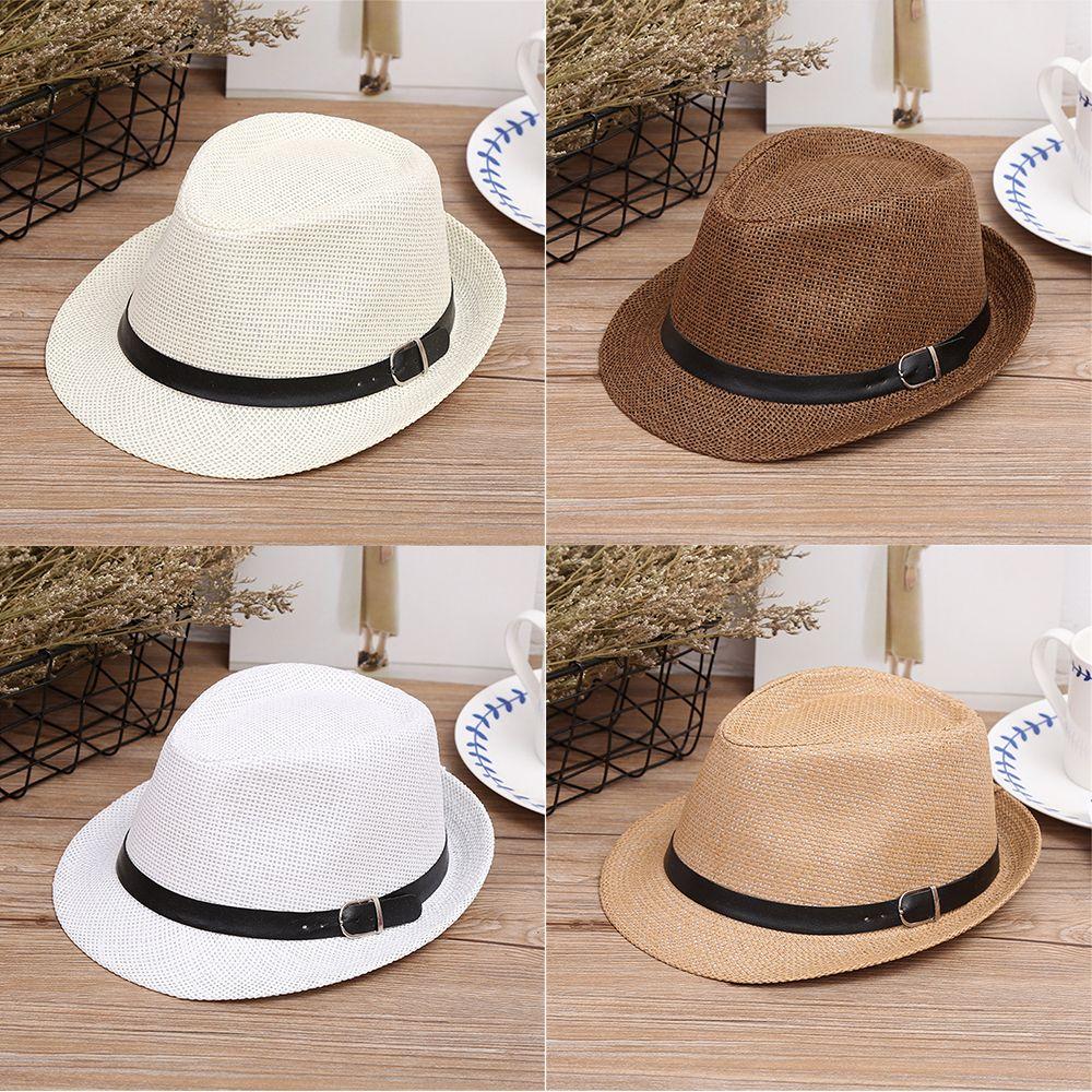 Fashion Beach Summer Unisex Cowboy Fedora Hat Sun Hat Straw Panama Cap Jazz Hat