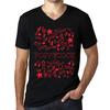 Men’s Vintage Tee Shirt Graphic T Shirt V Neck Doodle Art POPPYCOCK Deep Black Red Text