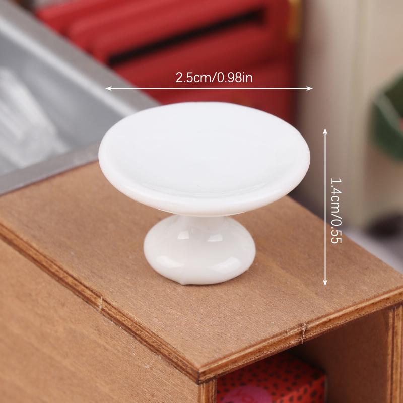 1:12 Dollhouse Miniature Ceramic Fruit Dish Plate Tall Tray Cake Plate Tableware Kitchen Model Decor Toy Doll House Accessories