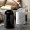 Nordic Marble Wastebasket, Trash Can with Lid and Inner Bucket, Garbage Can for Bathroom, Office, Bedroom Paper Basket, 9 L, 14L
