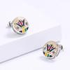 Artistic Retro Minority Personality Simple Color Enamel Flower Jewelry Ring Earring Set