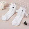 1 Pair Club Celebrity Couple Socks, Ins Fashion, Funny, Creative, Magnetic Attraction Hands, Black White, Cartoon Eyes, Couples Socks