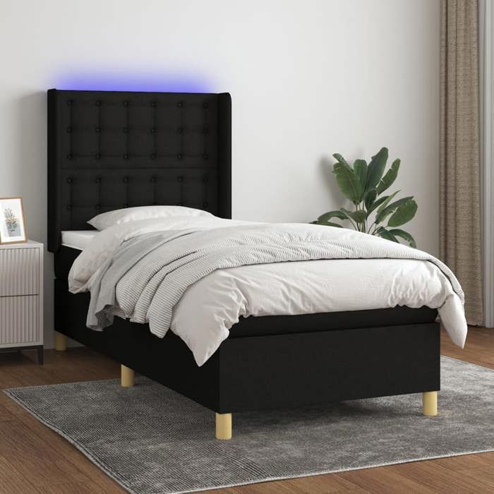 VidaXL Slat Bed Base with Mattress and LED, Upholstered Bed, Single Bed, Adult Bed for Interior Bedroom, 3139175