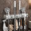 Wall Mount Mop Gripper Broom Holder Strong Load-Bearing Simple Installation Anti-Slip Mop Handle Hanger Dustpan Broom Organizer