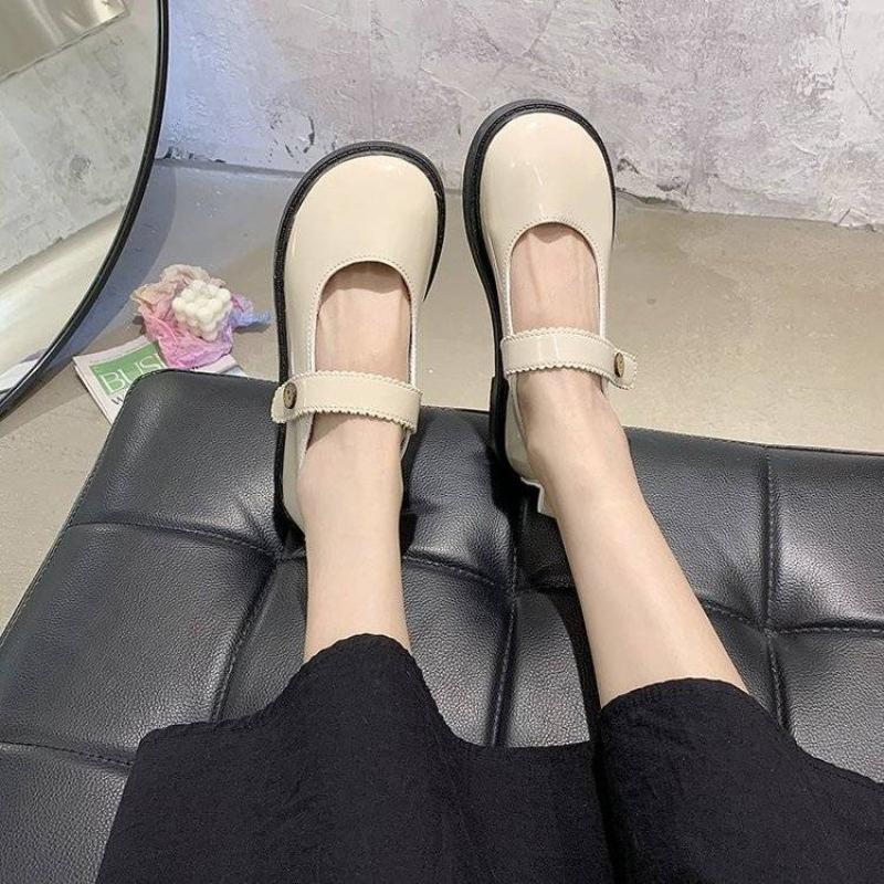 Shoes for Woman 2024 Square Heels Round Toe Women's Summer Footwear Japanese Style Lolita Gothic Kawaii Mary Jane Cute Wholesale