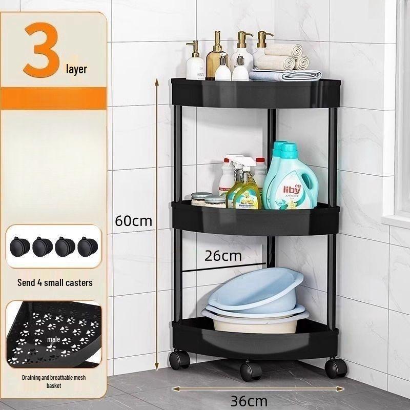 Triangular Floor-Standing Multi-Layer Storage Rack for Bathroom and Living Room