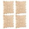 4Pcs Beautiful Flower Pattern Wood Carved Applique Furniture Decoration Garden Door Accessories