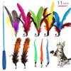 Cat Feather Toy Interactive Feather Teaser Toy Retractable Cat Toys Wand 11 PCS