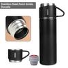 1PC/1 Set 500ml Insulated Bottle Leak-proof Large Capacity Dual Use Lid Keep Warm And Cold Stainless Steel Water Bottle Home Supply