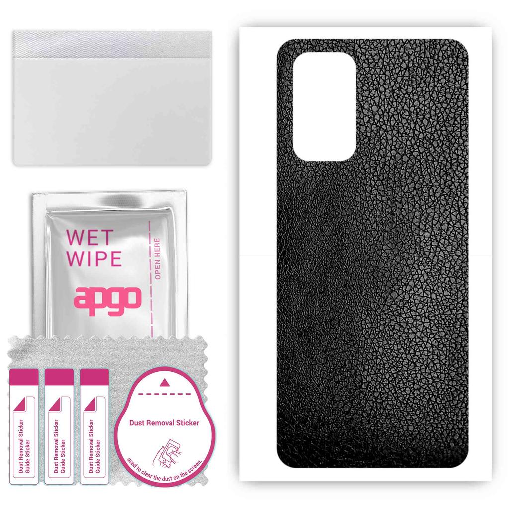 apgo Protective Skin Sticker for the Back Compatible with Oppo A54 5G, Wrap Film, Foil, Vinyl - Pattern Black Leather