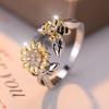 Small Bee Opening Ring Vintage Gold Color Daisy Flower Engagement Rings for Women Fashion Silver Color Bridal Jewelry