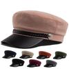 Women's Flat Cap PU Leather Brim Beret Soft Cloth Autumn Summer Visor Hat For Female Luxury Fashion Newsboy Caps Ladies Girls