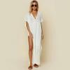 Lace Patchwork Cotton Rayon Cover-up Slit Dress Bikini Robe