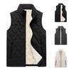 Men Vest Stand Collar Sleeveless Thickened Velvet Lining Waistcoat with Pockets Solid