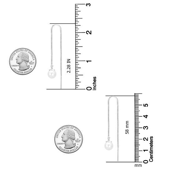 LeCalla S925 Sterling Silver Jewelry Light-Weight Pearl Drop Threader Earrings for Girl Women