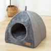 Semi-enclosed Cat Bed Non-slip Pet Kennel Gray Kitten House Indoor Sleeping Cats Cave Bed Plush Foldable Small Dogs Tent Stuff